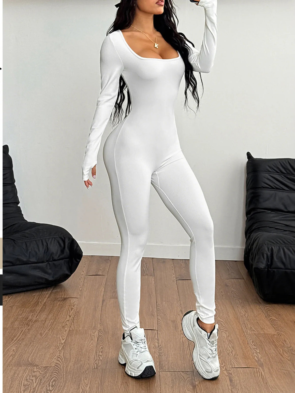 Valentina Square Neck Long Sleeve Jumpsuit by Bella Mia Fashion - view 5
