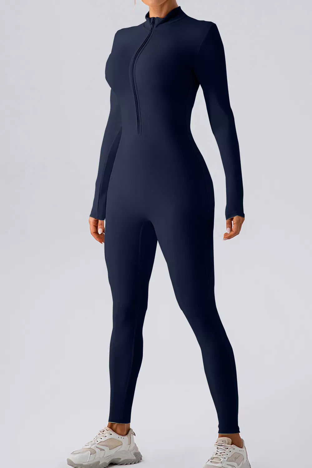 Alessia Half-Zip Mock Neck Jumpsuit by Bella Mia Fashion - view 4