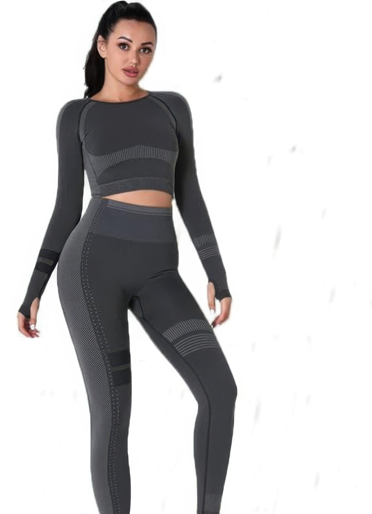 Viola Seamless Long Sleeve Legging Set – Black