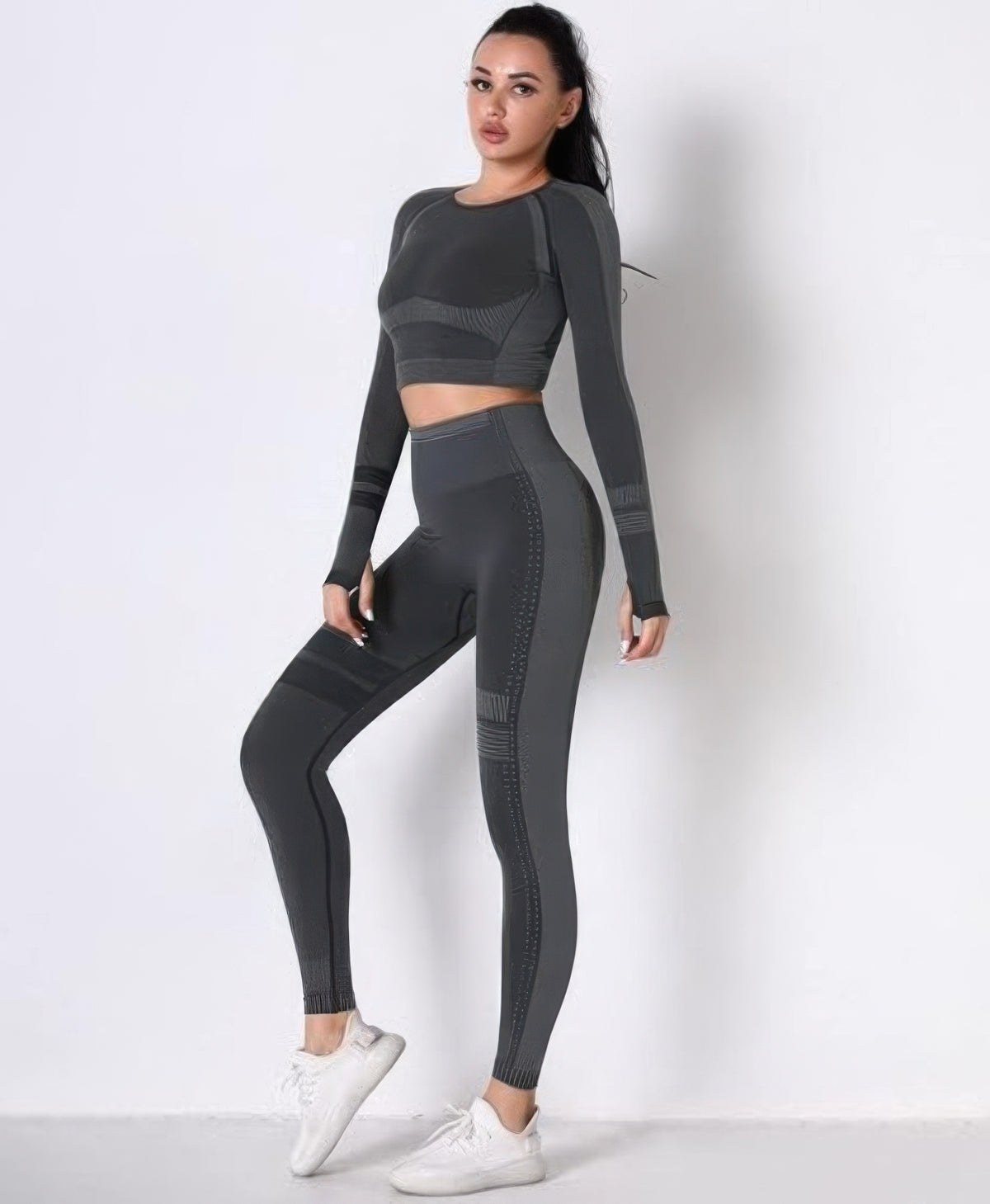 Viola Seamless Long Sleeve Legging Set – Black – view 3
