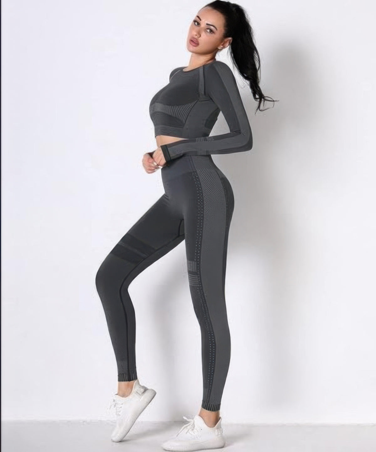 Viola Seamless Long Sleeve Legging Set – Black – view 5