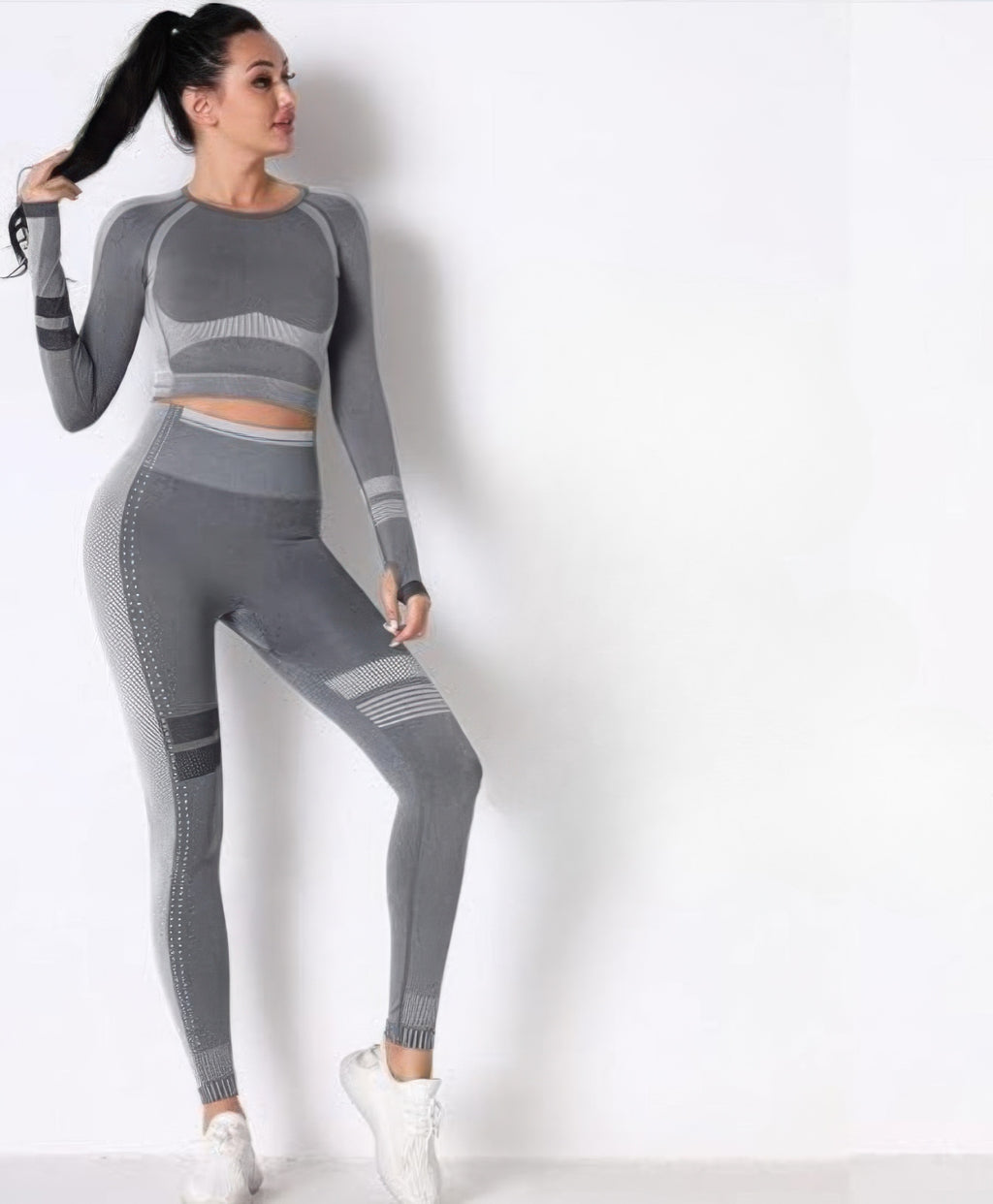 Viola Seamless Long Sleeve Legging Set – Dark Grey