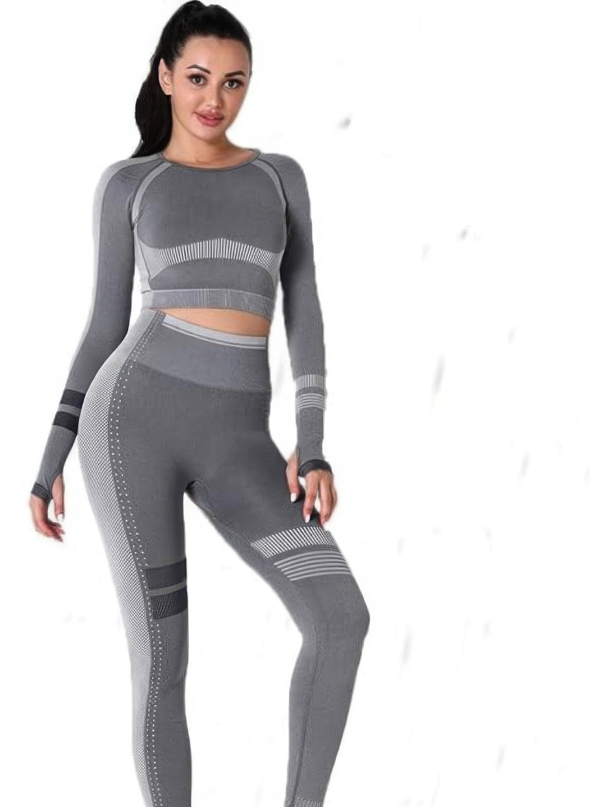 Viola Seamless Long Sleeve Legging Set – Dark Grey – view 2
