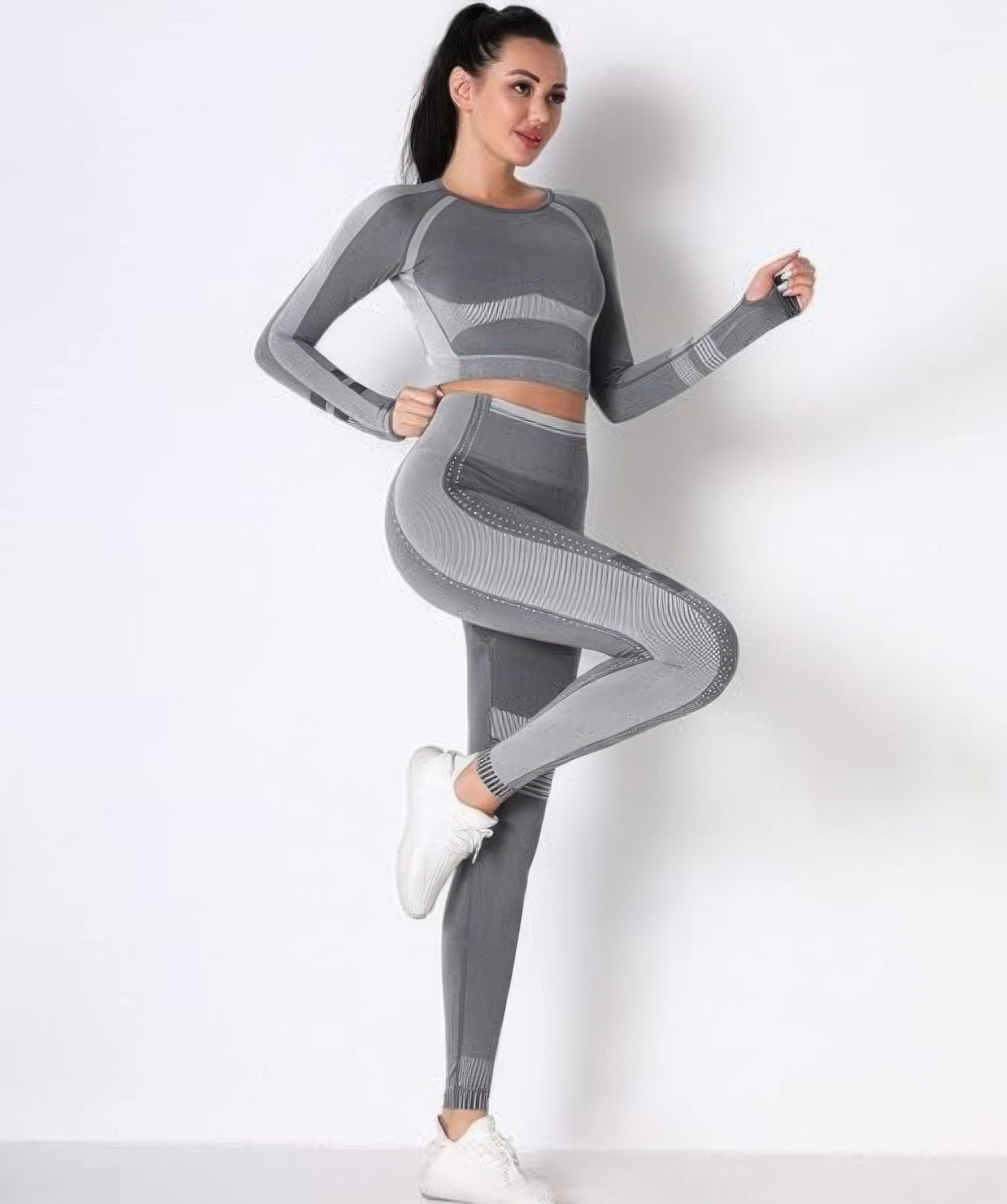 Viola Seamless Long Sleeve Legging Set – Dark Grey – view 3