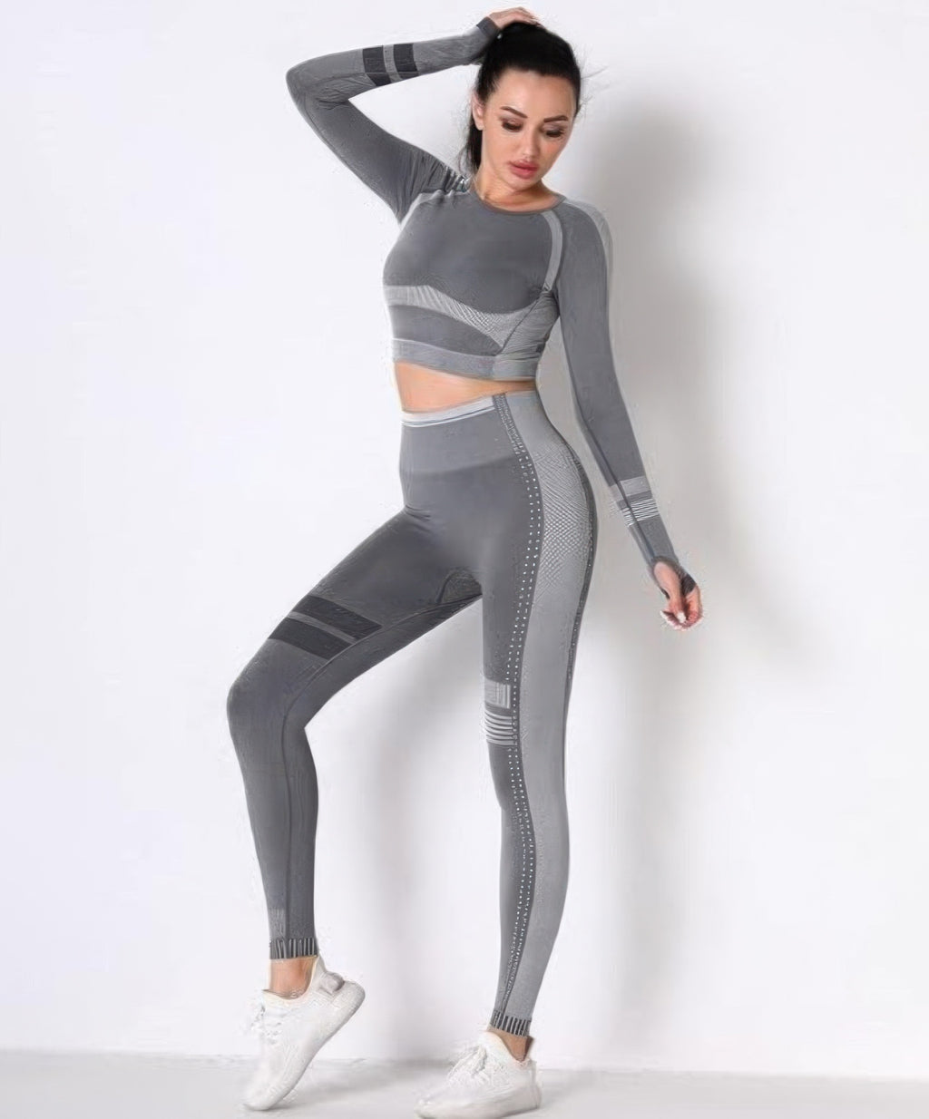 Viola Seamless Long Sleeve Legging Set – Dark Grey – view 4