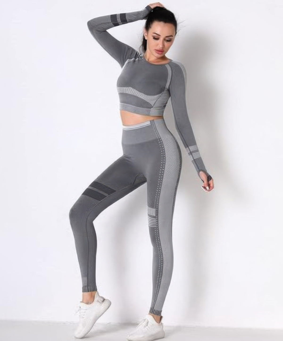 Viola Seamless Long Sleeve Legging Set – Dark Grey – view 4