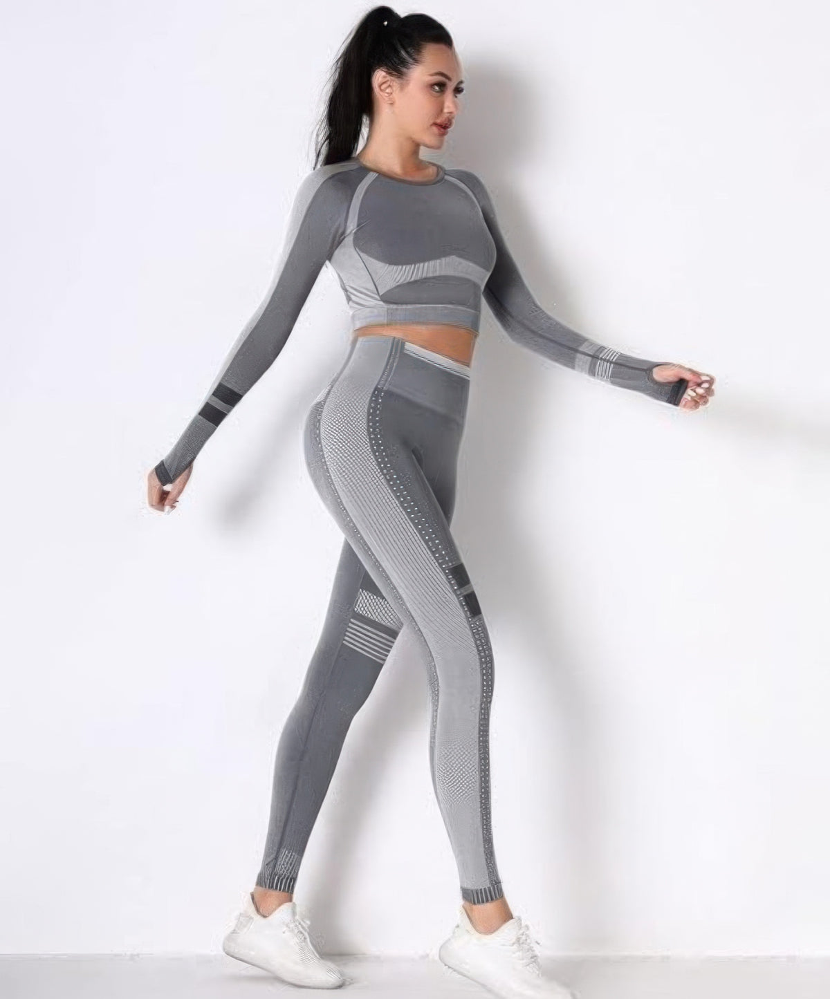 Viola Seamless Long Sleeve Legging Set – Dark Grey – view 5