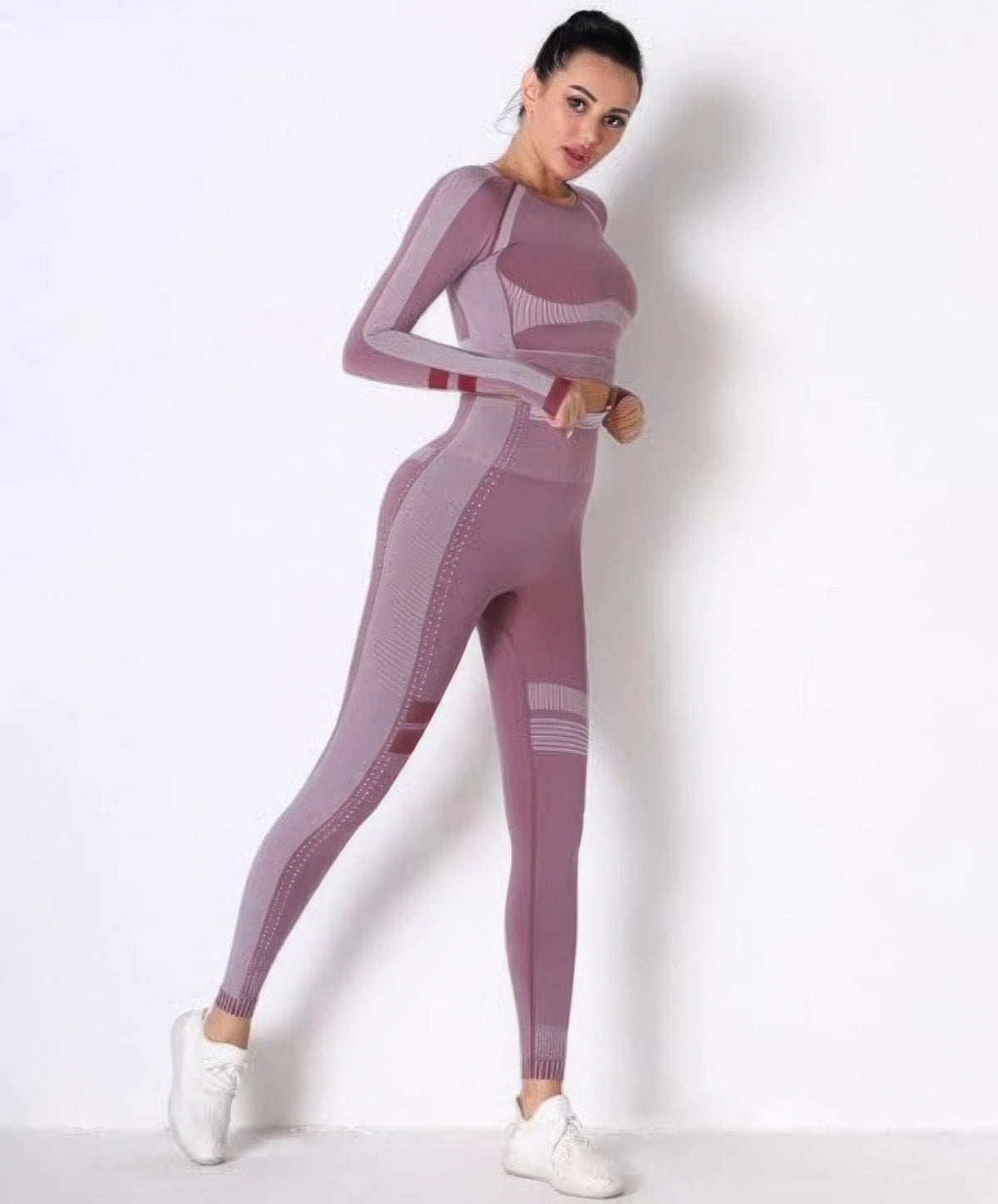 Viola Seamless Long Sleeve Legging Set – Berry – view 3