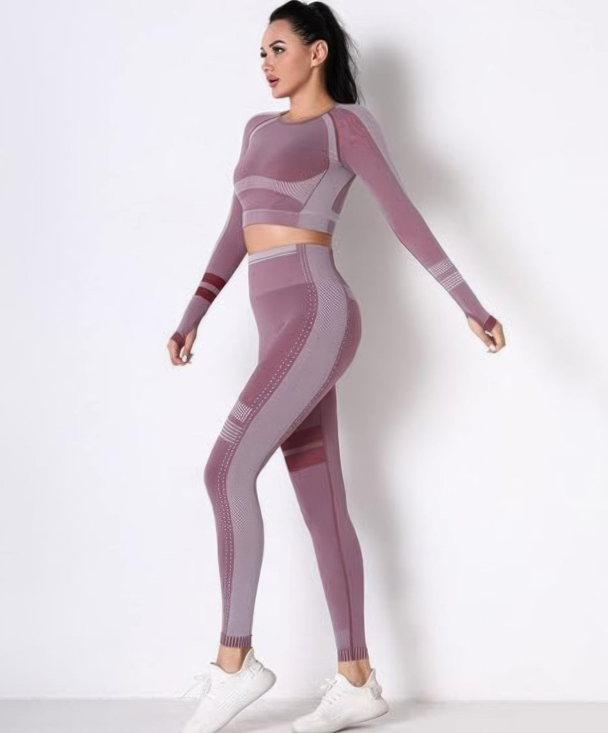 Viola Seamless Long Sleeve Legging Set – Berry – view 4