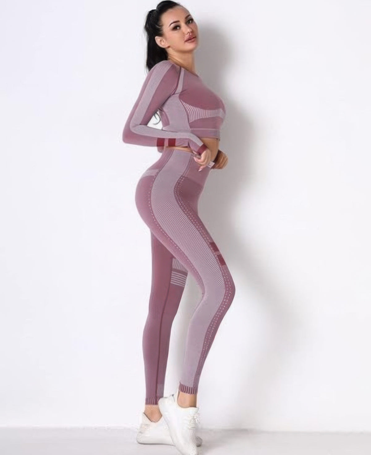 Viola Seamless Long Sleeve Legging Set – Berry – view 5