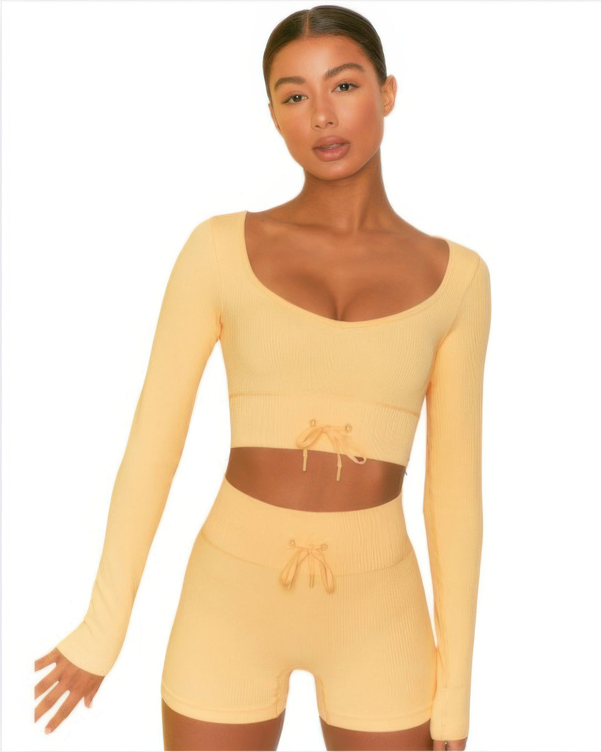 Beatrice V-Neck Long Sleeve Short Set – view 4