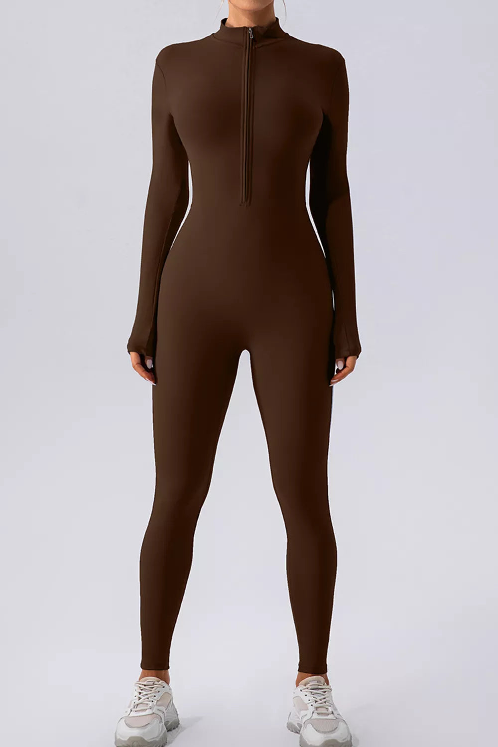 Alessia Half-Zip Mock Neck Jumpsuit by Bella Mia Fashion