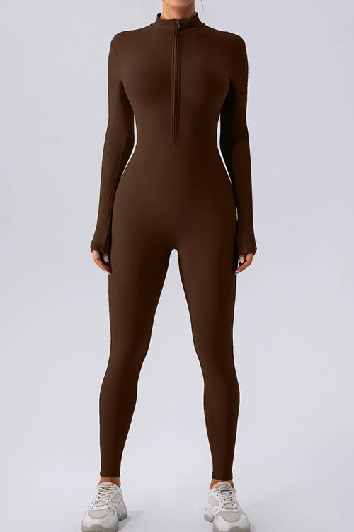 Alessia Half-Zip Mock Neck Jumpsuit by Bella Mia Fashion